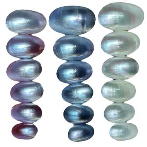 Perles nacrées d'eau douce colorées, forme ovale, 15-45 mm, pour bricolage, vente en gros, effet miroir, forte brillance, perles entières - Product Image 5