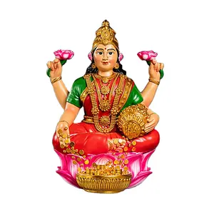 Lakshmi Goddess Of Wealth Hindu God Statue Laxmi Murti Statue On Lotus Flower Diwali Gift