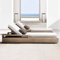 Chaise longue d'extérieur moderne en teck durable de luxe avec coussin pour piscine et plage