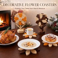 Sous-plats en pétales de tournesol pour plats chauds, lot de 4, réversibles, résistants à la chaleur, en bois, support en forme d'arbre, décoration de comptoir de cuisine