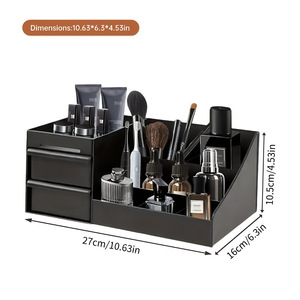 Organisateur de cosmétiques de bureau en PP noir avec tiroirs, boîte de rangement multifonctionnelle pour maquillage, capacité 2, pour salle de bain et bureau - Product Image 5