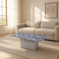 Table basse rectangulaire contemporaine en terrazzo avec piétement en ciment massif pour un design d'intérieur moderne, personnalisable