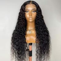 Perruque de cheveux longs bouclés 13x4 en dentelle transparente, en fibre haute température, densité 180%, avec bonnet en maille rose, styles Water Wave, Body Wave, Fluffy Corn Perm