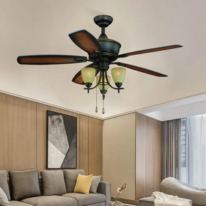 ヴィンテージリビングルーム天井ファン高級リモコンLEDシーリングファンライト付き - Product Image 2