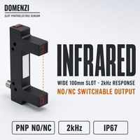 Capteur infrarouge de type fente DOMENZI GL100-P-V3, sortie PNP, fente large de 100 mm pour connexion directe aux cartes d'entrée PLC