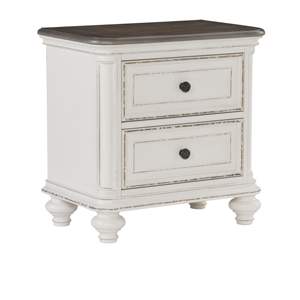 DB Traditional Design 1pc <b>Nightstand</b> Antique <b>White</b> and Brown-Gray Finish with Black Knobs Drawers Bedroom Furniture - Product Image 4