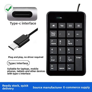 Nhà Máy Chứng Khoán USB-C Giao Diện Số Bàn Phím <span class=keywords><strong>23</strong></span> Phím Văn Phòng Kế Toán Tài Chính Có Dây Bàn Phím Loại-C - Product Image 2