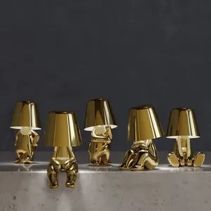 Mini Galvaniseren Kleine Gouden Brother Night Lamp Usb Oplaadbare 2700K Led/Touch Lamp Nachtlampje Denker Lamp Collection