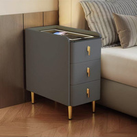 Table de chevet intelligente en bois Table de chevet moderne simple en bois massif avec armoire de rangement Mini table de chevet ultra-étroite