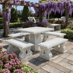 Tùy Chỉnh Bền Hiện Đại Bằng Đá Cẩm Thạch Trắng Vườn Bảng Và Ghế Cho Biệt Thự Và Công Viên Sử Dụng Handmade - Product Image 2