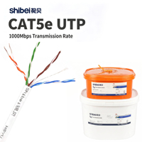 Kabel Ethernet LAN Tembaga Telanjang 4 Pasangan 24AWG Biru CAT5e UTP 1000Mbps untuk Modem Kabel Ethernet Cat 5e Grosir