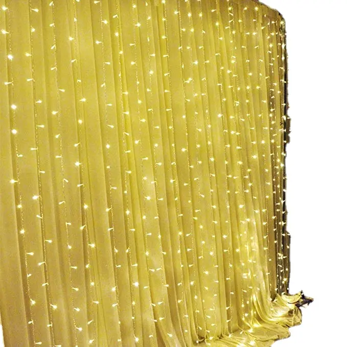 30V 2M * 2,4 M de 300 LED Navidad cortina luces ventana/boda/vacaciones decorativo luces 8 función transparente de alambre