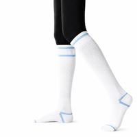 Chaussettes de compression à soutien gradué, hauteur genou, pour le sport et la course, pour hommes et femmes, en tricot doux côtelé, différentes couleurs