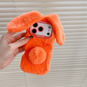 Funda de Teléfono de Felpa con Orejas de Conejo, Estilo Adorable, para iPhone 13 14 15 16 17 Pro Max, Funda de TPU Suave y Cálida para Invierno - Product Image 2