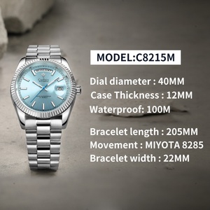 นาฬิกาข้อมือผู้ชาย CADISEN 8215 รุ่นใหม่ ระบบจักรกลอัตโนมัติ พร้อมสารเรืองแสง C3 กระจกแซฟไฟร์เคลือบ AR ใช้กลไก MIYOTA 8215 กันน้ำได้ลึก 100 เมตร ดีไซน์หรูหรา - Product Image 6