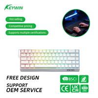Clavier mécanique Keywin K68 trois modes (sans fil/filaire) RGB pour gaming e-sport, 68 touches gravées latéralement, pour ordinateur de bureau