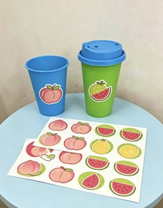 Pegatinas personalizadas económicas para uso promocional, aptas para vasos de plástico desechables, frutas, té, café y productos de vinilo. - Product Image 1