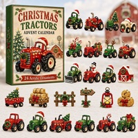 Calendrier de l'Avent 24 Jours Camion de Pompiers – Ornements Véhicules de Lutte Contre l'Incendie – Compte à Rebours – Cadeaux de Fête – Ornement 2D en Acrylique Camion de Pompiers pour Enfants