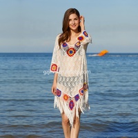 Usine JINRU Robe de plage en dentelle pour femmes, blanc, crochet à fleurs, bikini floral, maillots de bain et vêtements de plage