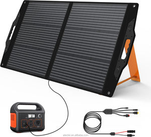 เครื่องชาร์จแผงโซลาร์เซลล์แบบพับได้ 100W พร้อมขาตั้งปรับได้ QC3.0 USB‑A USB‑C MC4 เอาต์พุต IP67 กันน้ำสำหรับสถานีไฟฟ้าแคมป์ - Product Image 1