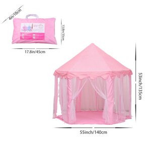 Tenda Gioco Portatile a Forma di Castello Rosa per Bambine, Casa delle Bambole Pieghevole per Interni ed Esterni con Borsa per il Trasporto, Regalo per Bambine - Product Image 5