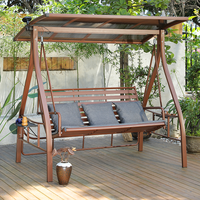Fauteuil suspendu en métal moderne Meiqi pour jardin, patio, balcon, salon - Fauteuil suspendu confortable rouge brun