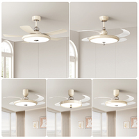 Ventilateur de plafond LED moderne de 52 pouces avec lampe télécommandée 6 vitesses BLDC 5 lames lumière blanche chaude pour salle à manger chambre salon