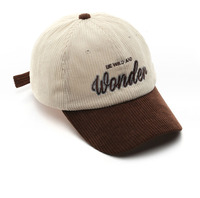 Casquette de baseball en velours côtelé à deux tons de haute qualité avec logo brodé personnalisé vintage à lettres brodées