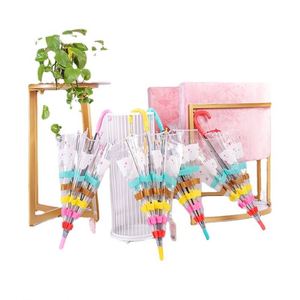 Parapluie Enfant Arc-en-ciel Transparent de Luxe avec Poignée Arc, Motif Nuages Créatifs et Mignons, Ouverture Automatique, Logo Personnalisable - Importé - Product Image 1