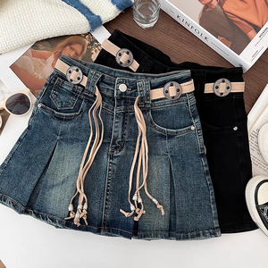 Spicy Girl Retro Fashion Versatile Denim Irregular High Waist Slimming Half Short <strong>Skirt</strong> A-line <strong>Wrapped</strong> Buttocks <strong>Skirt</strong> Women - Product Image 4