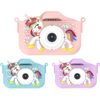 Appareil photo de voyage pour enfants avec double objectif, appareil photo selfie pour enfants 1080P 2,0 pouces IPS 48MP, enfants avec appareil photo licorne X10S