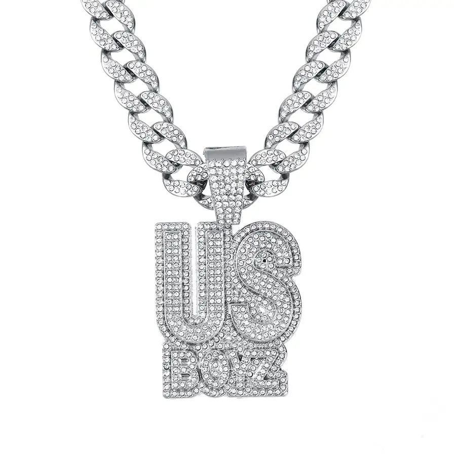 Nl2253 Us Boyz Ciondolo A Forma Di Lettera Di Diamante Collana Di Strass In Lega Di Alta Qualita