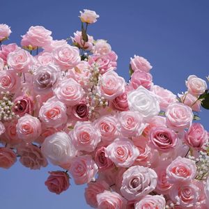 Arche de fleurs artificielles en forme de cœur de roses, personnalisée en usine, pour la décoration de fond de mariage, vente en gros - Product Image 5