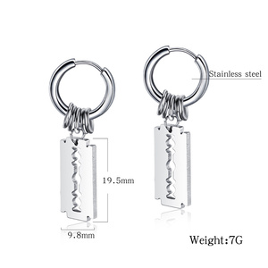 Pendientes de moda de acero inoxidable para hombres y niños, pendiente con colgante rectangular, diseño hueco tallado, gran oferta, <span class=keywords><strong>2021</strong></span> - Product Image 5