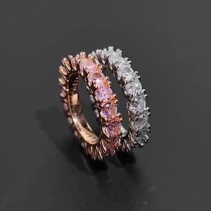 Bague Hip Hop pour homme en zircon 4 mm à une rangée, bague tendance de marque personnalisée, bague de couple Hip Hop - Product Image 4