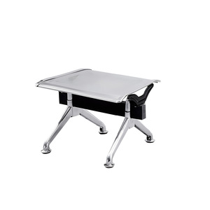 Banco de Tres Plazas Ssyou Gris Plateado con Asiento de Cuero Negro para Sala de Espera Pública, Aeropuerto, Estación de Tren - Product Image 4