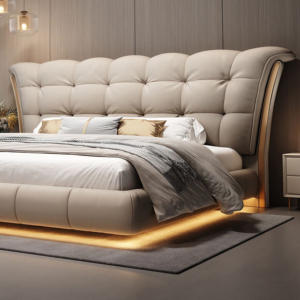 <span class=keywords><strong>Cadre</strong></span> <span class=keywords><strong>de</strong></span> <span class=keywords><strong>lit</strong></span> moderne en cuir véritable italien <span class=keywords><strong>avec</strong></span> design flottant, idéal pour les villas et les hôtels <span class=keywords><strong>de</strong></span> luxe, <span class=keywords><strong>lit</strong></span> capitonné extra-large - Product Image 6