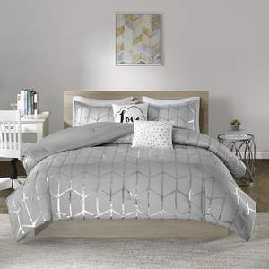 DB 100% Cotton Floral Striped Printed Comforter Set King Queen Sizes 8pcs Metal Technics Cotton <b>Polyester</b> <b>Filling</b> Disposable PVC - Product Image 4