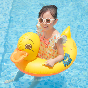 Bouée gonflable en forme de canard jaune pour enfant, avec poignée, pour piscine et parc aquatique, en PVC écologique - Product Image 4