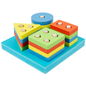 Thiết kế mới Montessori hình dạng nhận thức phù hợp với khối thiết lập cột giáo dục sớm giác ngộ câu đố đồ chơi bằng gỗ trẻ em bán buôn - Product Image 1