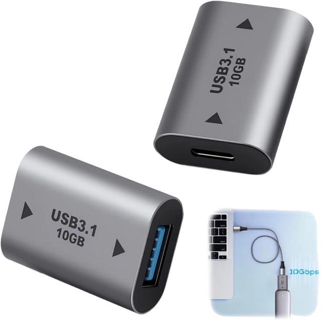 USB C Female to USB a Male Adapter, 10Gbps & 3A Fast Charge, Compact OTG Converter for Laptops, Chargers, Cars