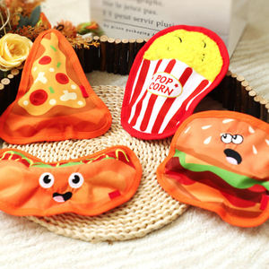 Juguete Dental Multifuncional Ecológico y Duradero de Peluche para Aliviar el Aburrimiento, con Diseño de Pizza, Hamburguesa y Papas Fritas, con Sonido - Product Image 2