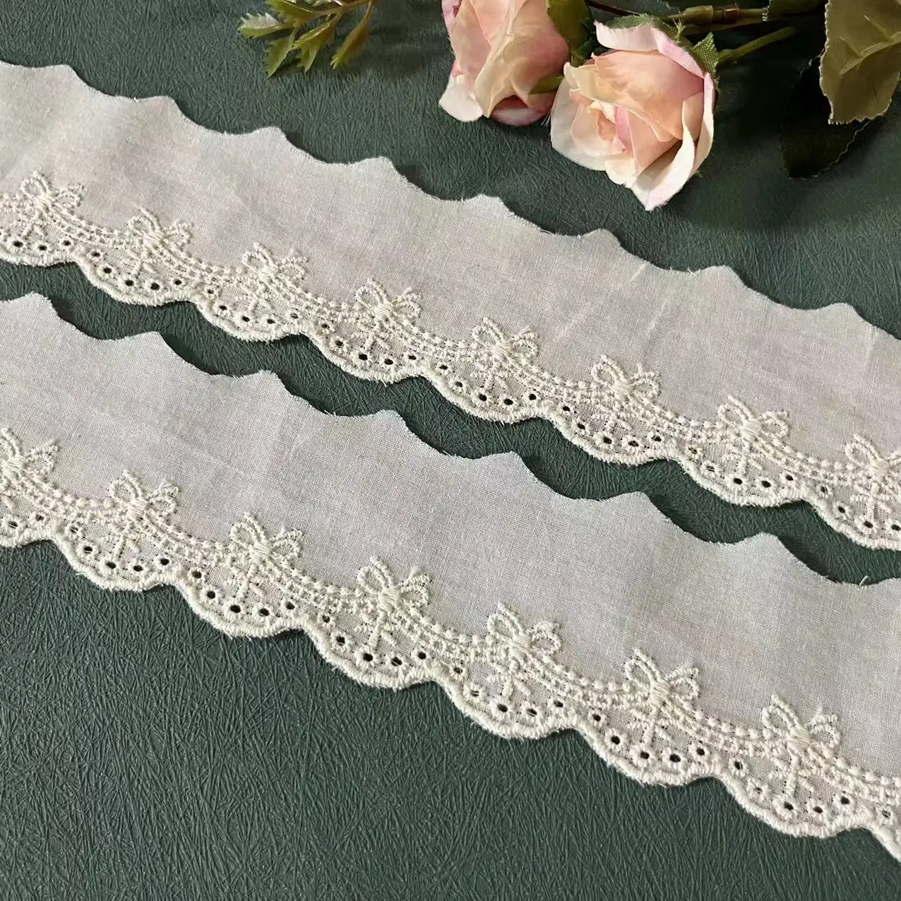 Trang Trí Ren 100% Cotton Thêu Viền Ngà Hoa Thiết Kế Mới Sang Trọng Chất Lượng Hàng Đầu Cho Đồ Lót Nữ Đầm