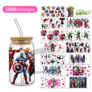 Gran oferta película famosa impermeable y a prueba de arañazos UV DTF Cup Wrap Transfers 16oz Glass Can Custom UV DTF Cup Wrap Transfers - Product Image 1