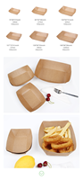 Boîte en papier kraft jetable personnalisée, épaissie, anti-graisse, pour frites, poulet frit, popcorn, steak, emballage résistant à l'huile