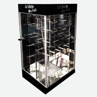 Vitrine à bijoux en acrylique La Belle avec éclairage LED, 4 portes verrouillables, crochets rotatifs, étagère d'angle moderne autoportante