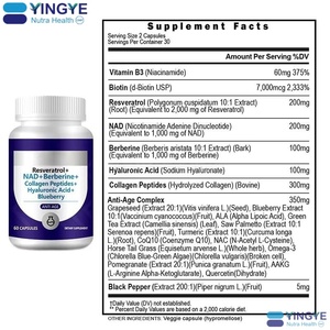 Großhandelspreis Nicotinamid-Adenin-Dinukleotid Kapseln Vegane Resveratrol NAD Booster Nahrungsergänzungsmittel Kapseln für Haut Anti-Aging - Product Image 2