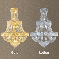 Lustre en cristal pour escalier duplex Loft européen Éclairage de cage d'escalier moderne Villa suspendue à hauteur réglable de luxe