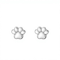 Boucles d'oreilles clous unisexes personnalisées en acier inoxydable 316 plaqué or, motif patte de chat, mignonnes, anti-ternissement, motif patte de chien