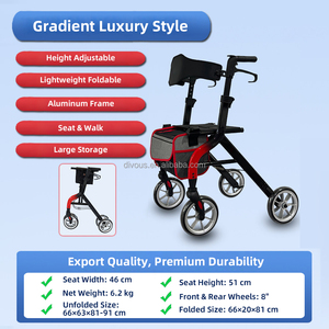 Déambulateur pliant multifonctionnel léger à 4 roues en alliage d'aluminium avec siège pour extérieur - Product Image 3